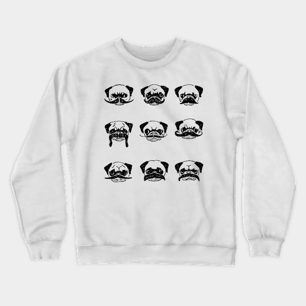 Moustaches of The Pug Crewneck Sweatshirt by huebucket